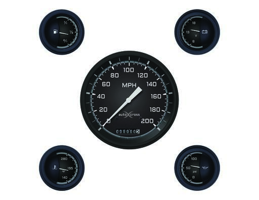 AutoCross Grå 4 5/8'' Hastighetsmätare och Fyra 2 1/8'' Bränslemätare, Oljetrycksmätare, Tempmätare