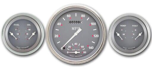 Silver Grey Series 4 5/8" Speedtachular (Speedometer/ Tachometer kombinerat) & 2 Duals