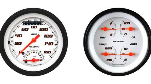 Velocity White 3 3/8" Ultimate Speedometer & Quad