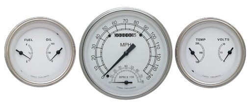 Classic White 4 5/8" Speedtachular (Speedometer/ Tachometer kombinerat) & 2 Duals