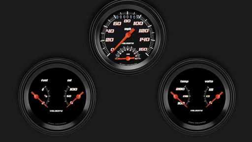 Velocity Black 3 3/8" Ultimate Speedometer & 2 Duals