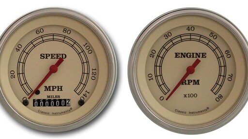 Vintage Series 3 3/8"Speedo, Tach, & 2 Duals