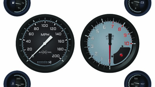 AutoCross Grå 4 5/8" Speedo Varvräknare 2 1/8" 4 mätare