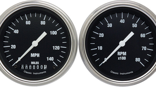 Hot Rod Series 3 3/8"Speedo, Tach, & 2 Duals