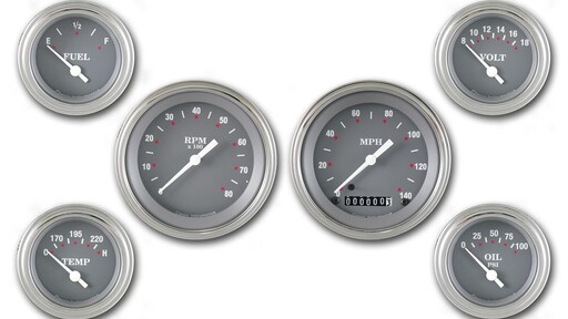 Silver Grey 3 3/8" Speedo Varvräknare 2 1/8" 4 mätare